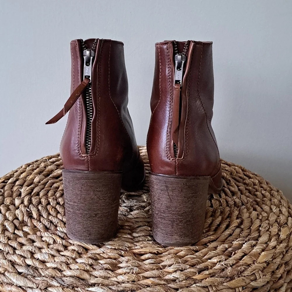 Madewell Womens Ames Cognac Brown Leather Ankle Booties‎ 3
